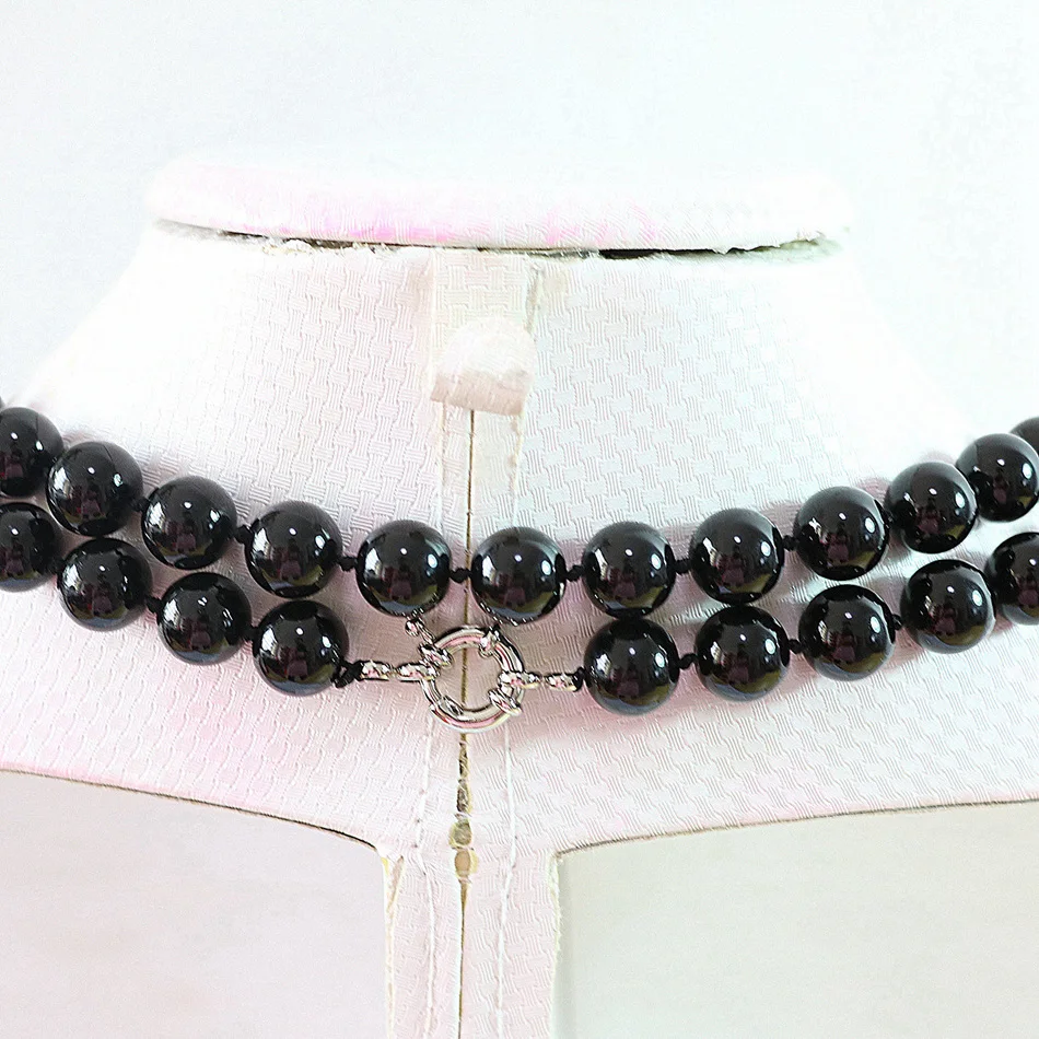 Hot sale black shell simulated-pearl 6mm 8mm 10mm 12mm 14mm round beads fashion necklace long chain women jewelry 36inch B668