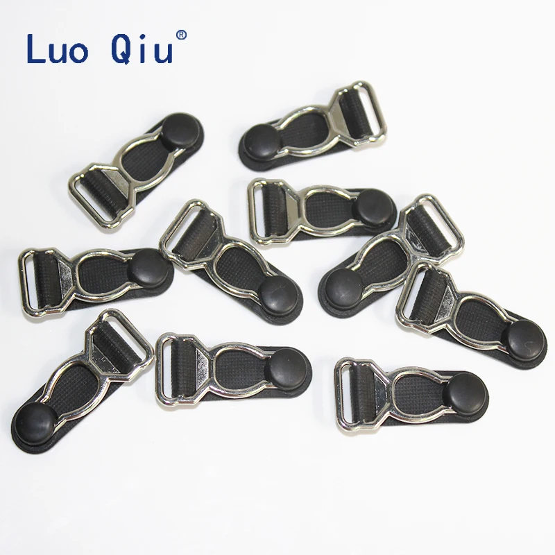 Luo Qiu 30 pcs/lot 1.2cm Garter clip Garment clip Clothing accessories Sewing Supplies Silver Metal+Black PP suspender clip