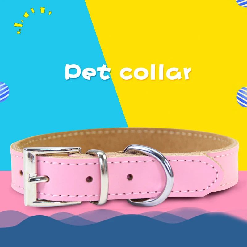 1 piece puppy dog collar solid color adjustable dog supplies good quality PU cat rope soft pet necklace pet products pet collars