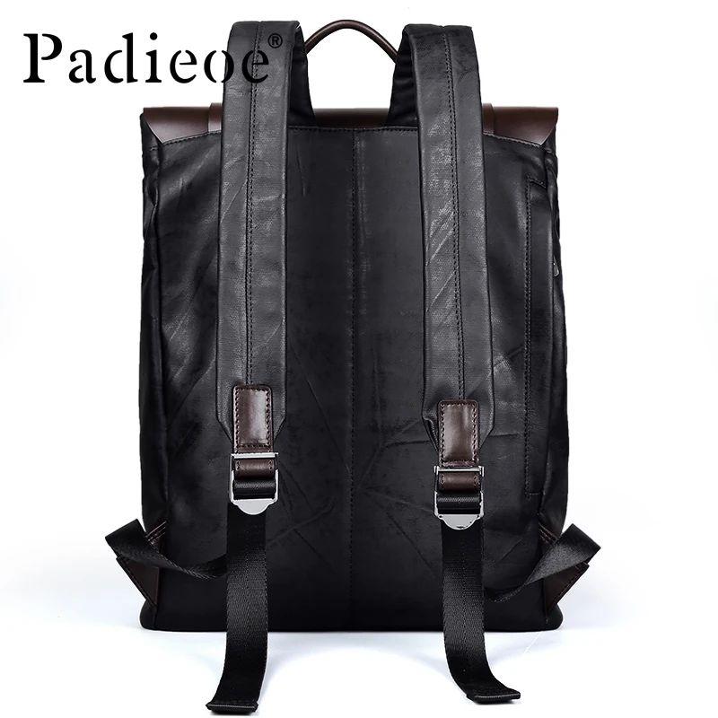 Padieoe men backpack bookbag mens bag genuine leather luxury college back pack fashion waterproof travel luggage bag laptop