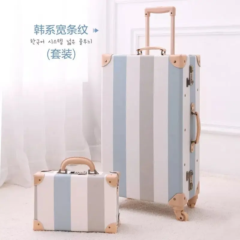 New 2PCS/SET Vintage Floral Travel Bag Rolling Luggage,13\