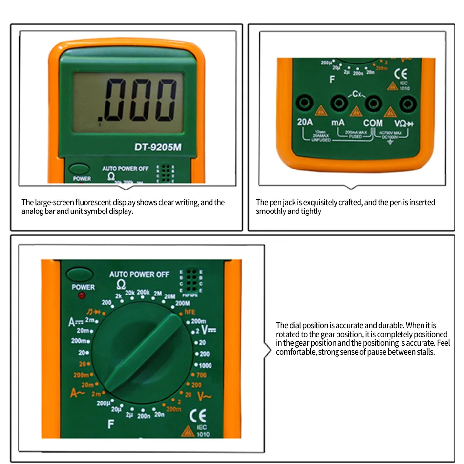 Professional LCD Digital Multimeter เครื่องทดสอบดิจิตอลที่ดีที่สุด DT9205M มือถือหน้าจอขนาดใหญ่พร้อม Buzzer DMM Meter dt9205a อัพเกรด