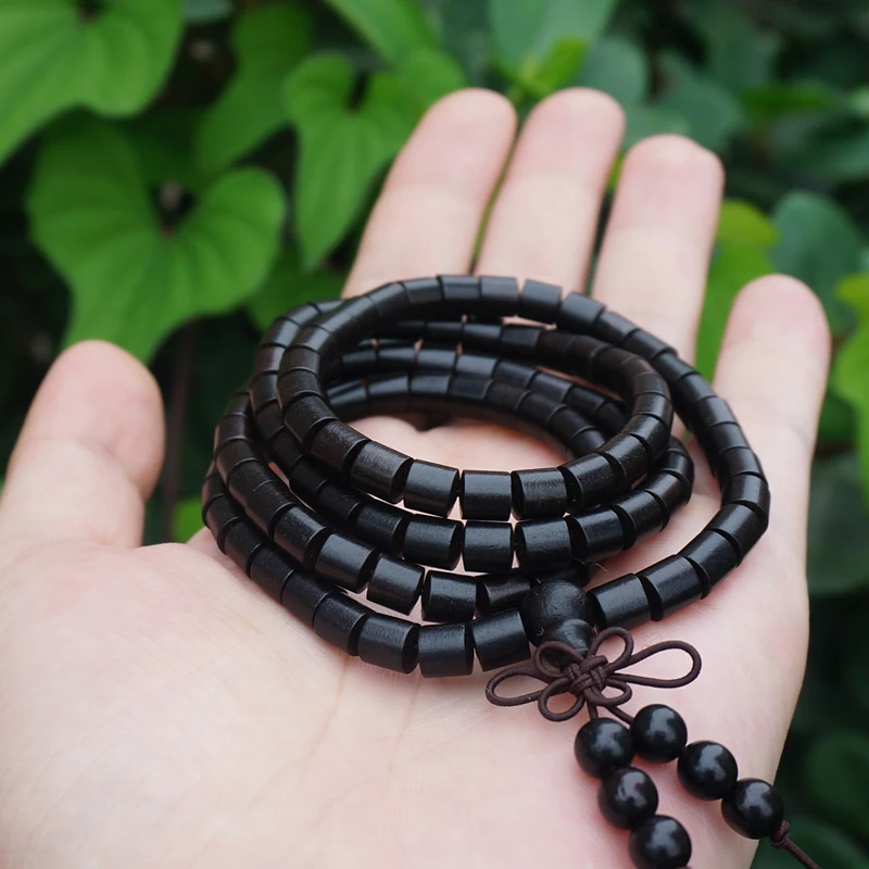 6mm * 108 * Natural Blck Wooden Beads / African Ebony Sandalwood / Japa Beads Mala Prayer Bracelet Necklace Loose round beads