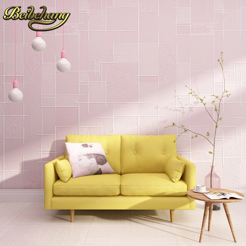 

beibehang papel de parede 3D Geometric grid stripes wall paper roll grey pink wallpaper for living room bedroom TV background