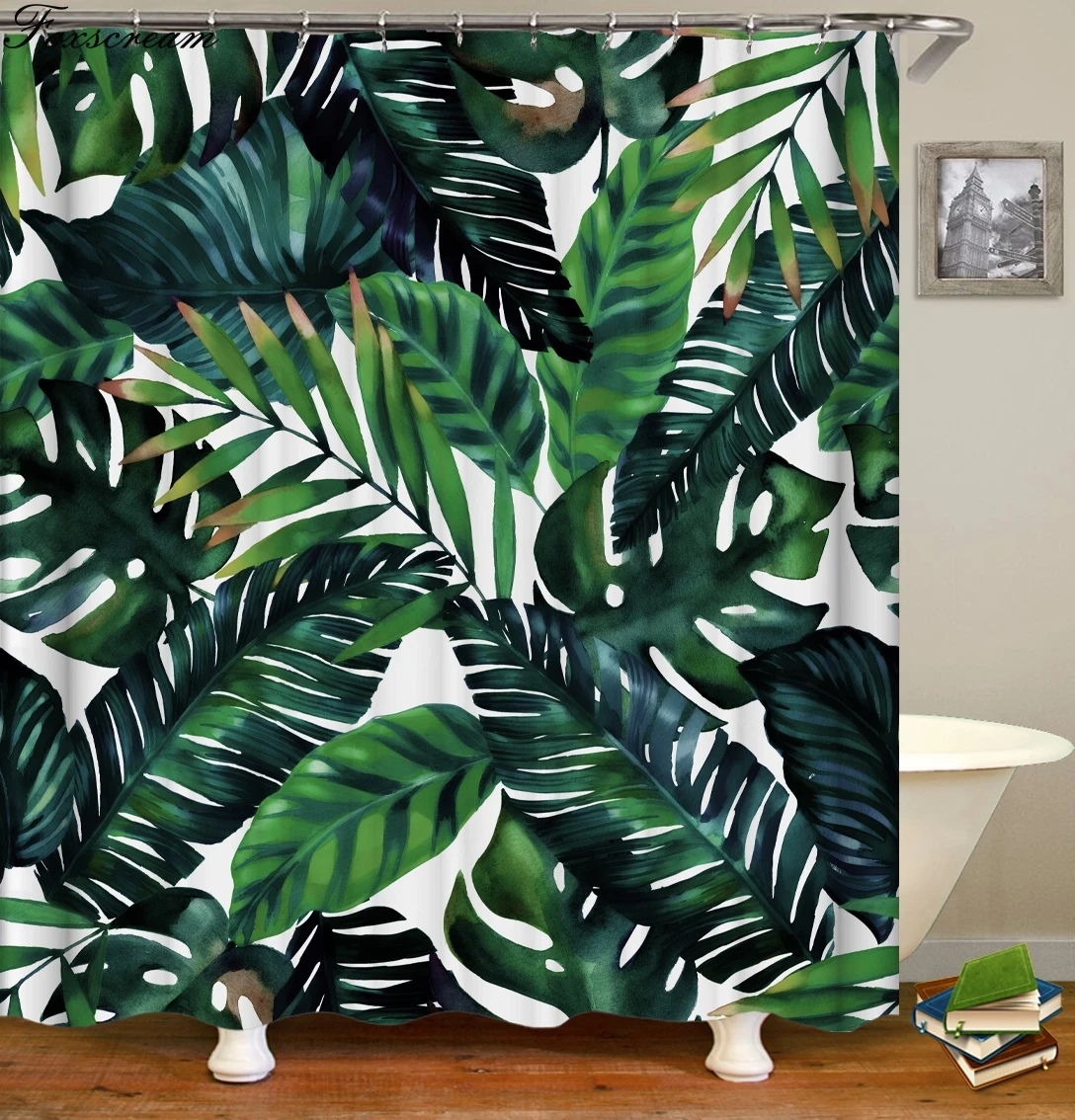 tropical shower curtains 3D green shower curtain bath fabric shower curtains bathroom waterproof curtain shower or mat