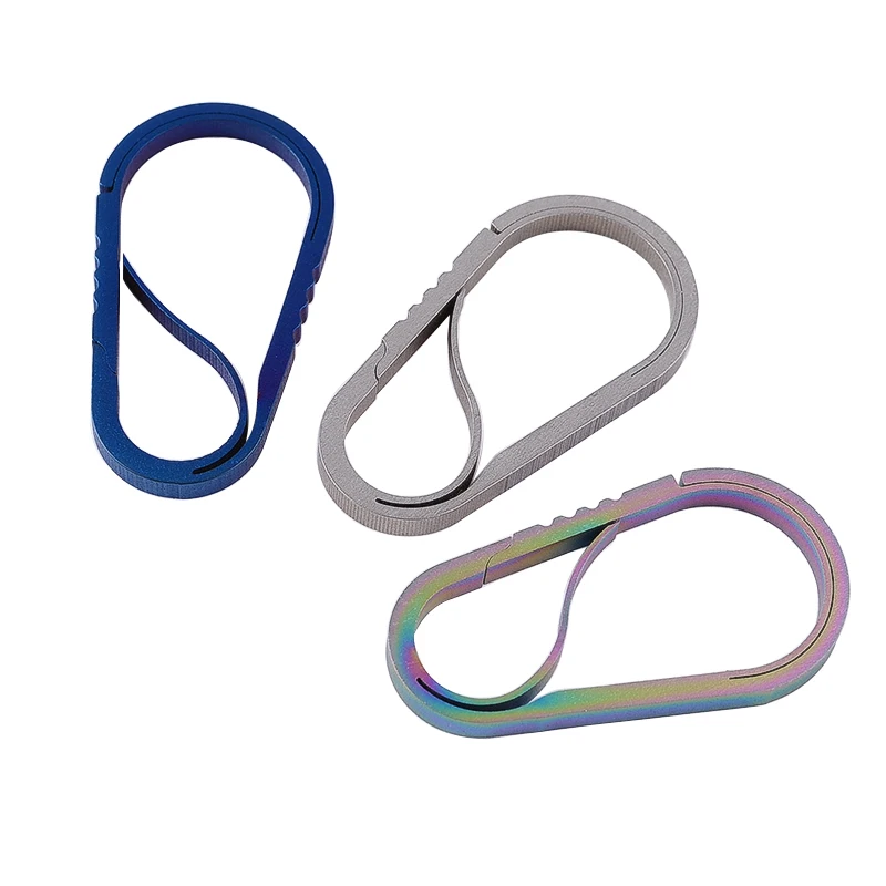 Anti-lost TC4 Titanium Alloy Locking Carabiner Key Chain Ring Hanging Buckle Hook Integral Spring Fastener