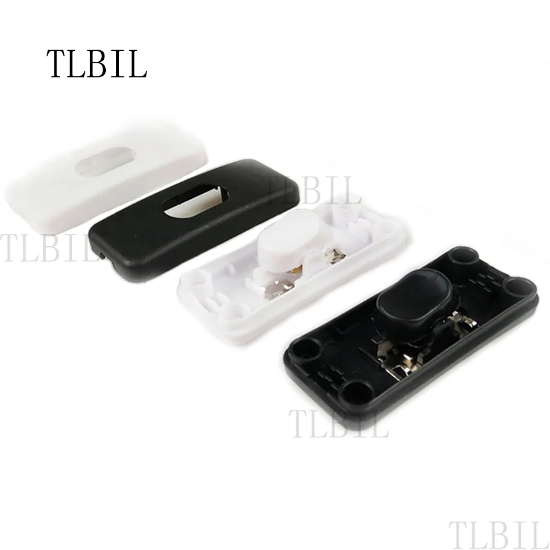 1Pc Universal AC 110-250V 2A Inline Lighting Lamp Plastic In Line Cord Rocker Switch black White