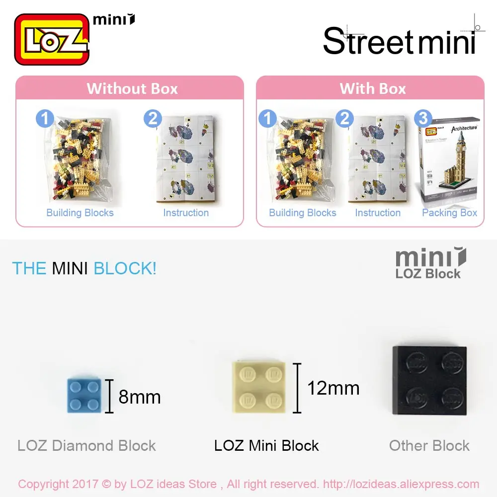 LOZ Mini Bricks Architecture Mini Street Model Cake Store Shop Building Assembly Toy City Square Block Set Kids Gift Bookstore