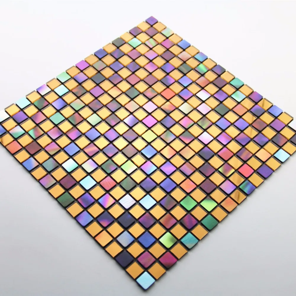 

15mm Self-adhesive Seven Color Metal Golden Mirror Glass Mosaic tile Kitchen bathroom living room background stair decoration