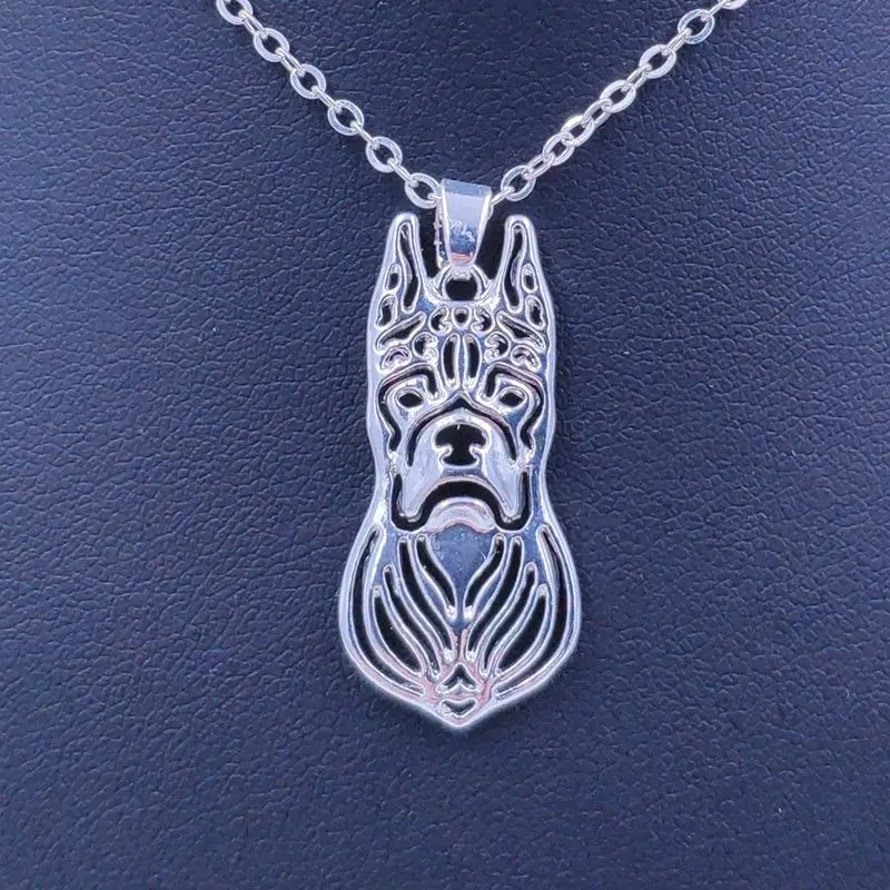 New Cute Boxer Necklace Dog Animal Pendant Gold Silver Plated Jewelry For Women Female Girls Kids Ladies AKC N080