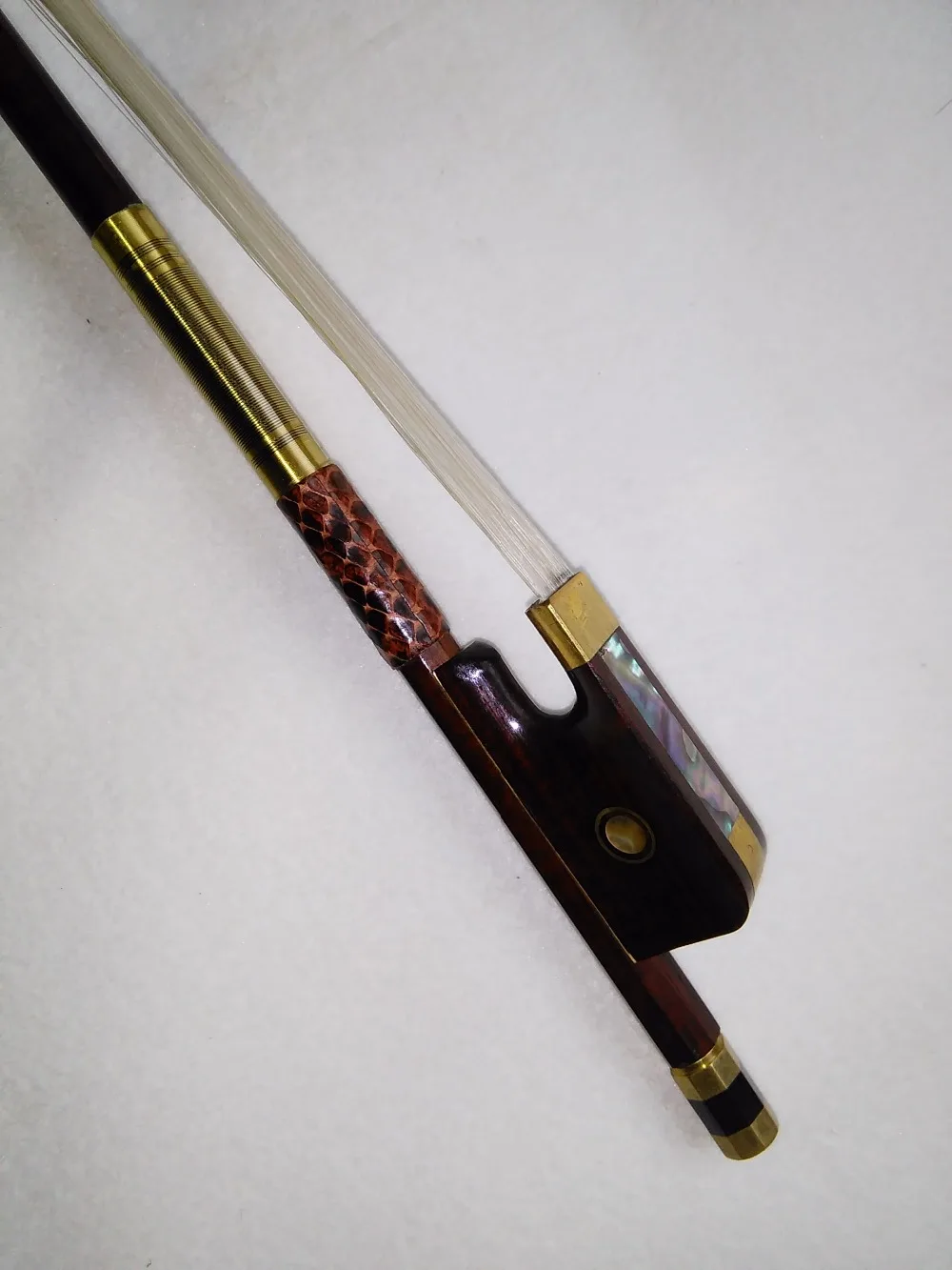 1 PC Quality Snake wood Cello Bow white horse hair ebony frog 4/4