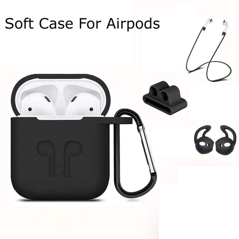 Anti-lost strap Silicone Case For Apple Airpods soft Cover For AirPods Earphone Cases Shockproof Air Pods Protector Case