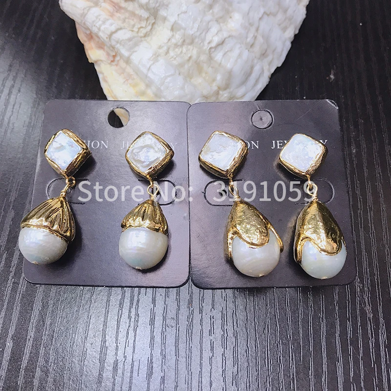 

Fashionable simple atmospheric silver silk gilt inlaid pure natural freshwater pearl earrings