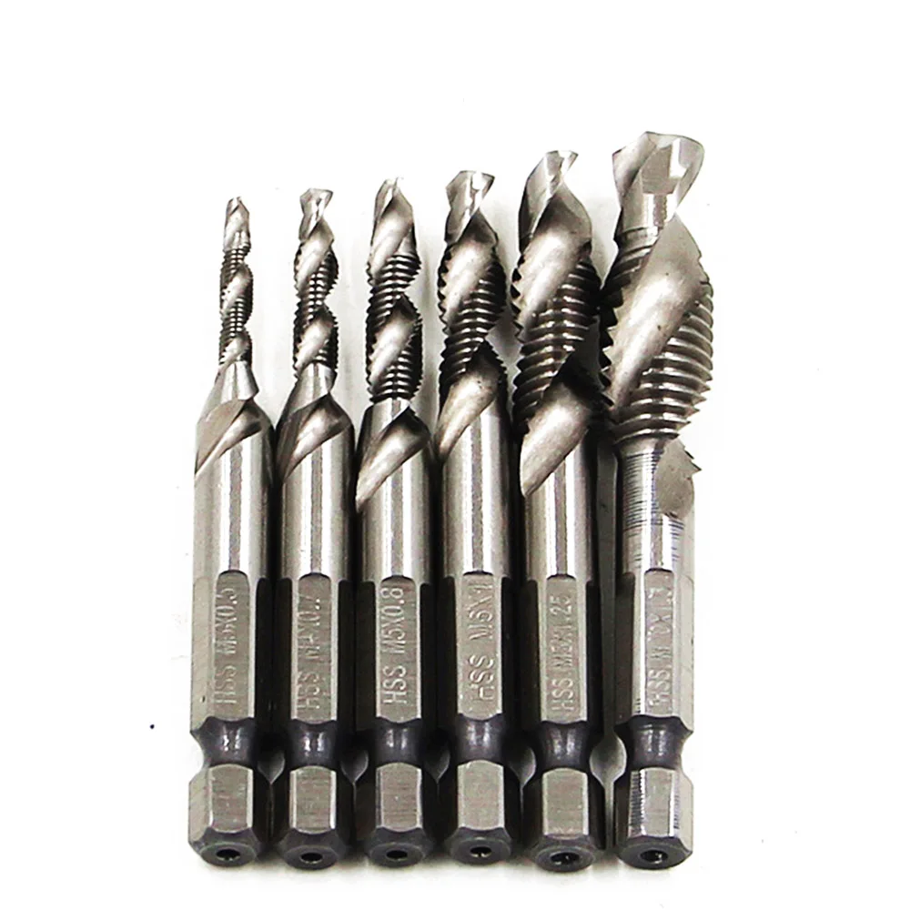 WREOW 1 cái HSS Metric Hex Shank Kết Hợp Khoan Bit Vít Tap Xoắn Ốc Vít Tap Khoan Trục Chính Điểm Twist Khoan trung tâm Vít