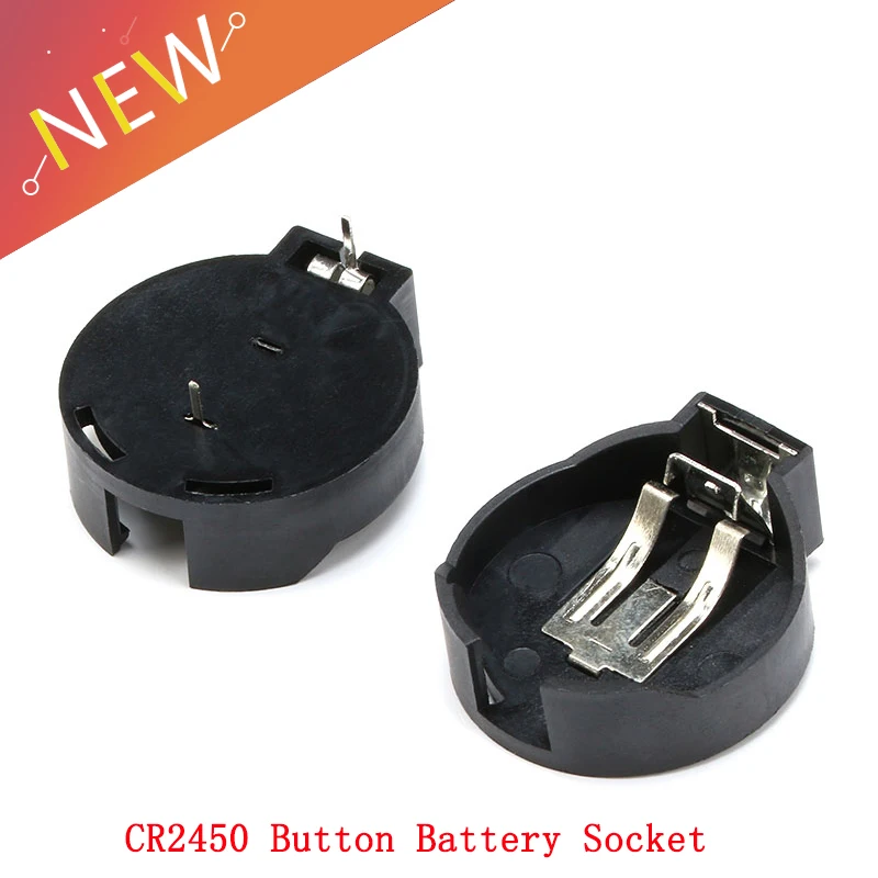 

10PCS/Lot CR2450 2450 Coin Cell Button Battery Socket Holder Case 2 Pins Black