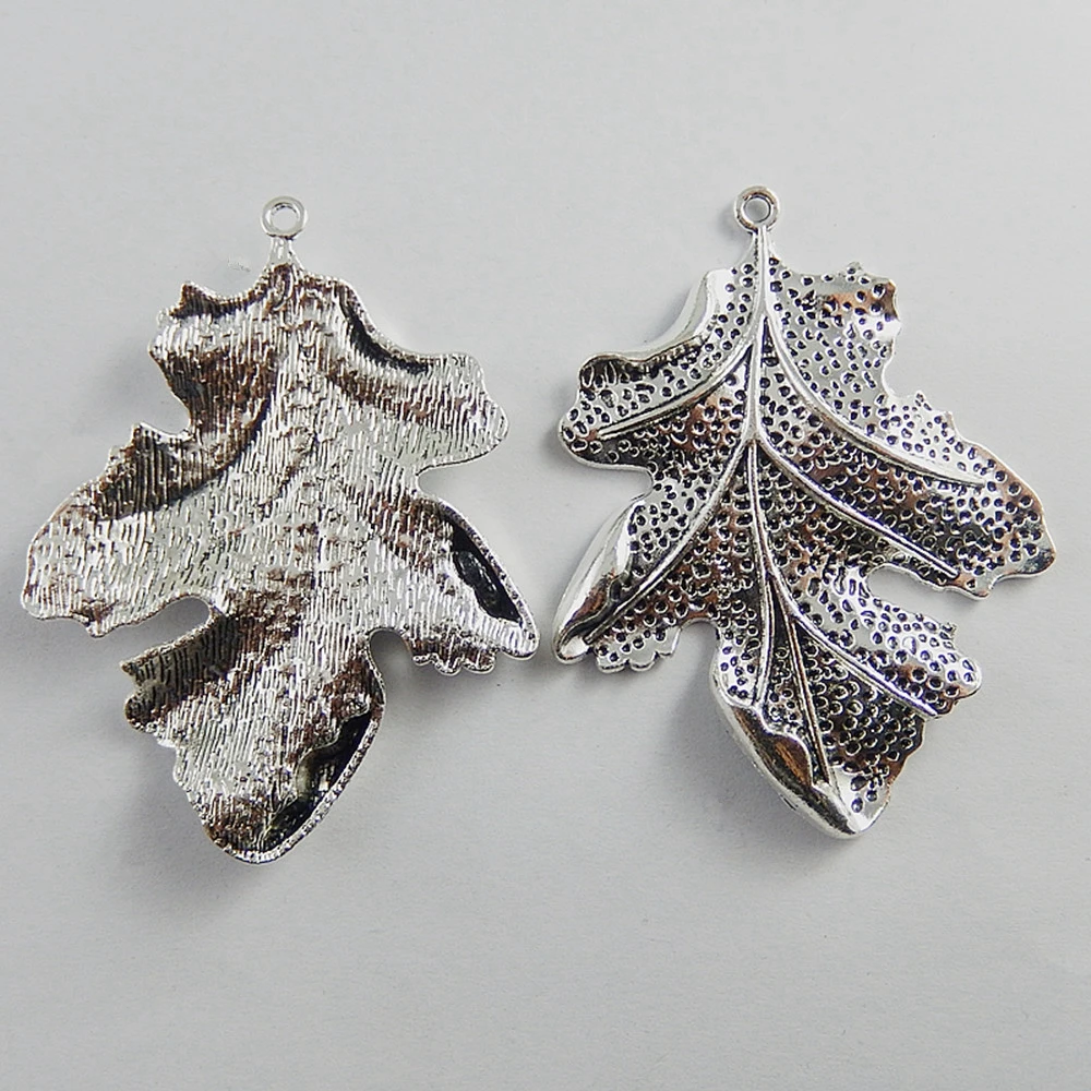 2pcs/lot Silver color Leaves Shape Vintage Necklace Pendant 66*51*6mm Jewelry Accessories Handmade Special Women Gifts 51151