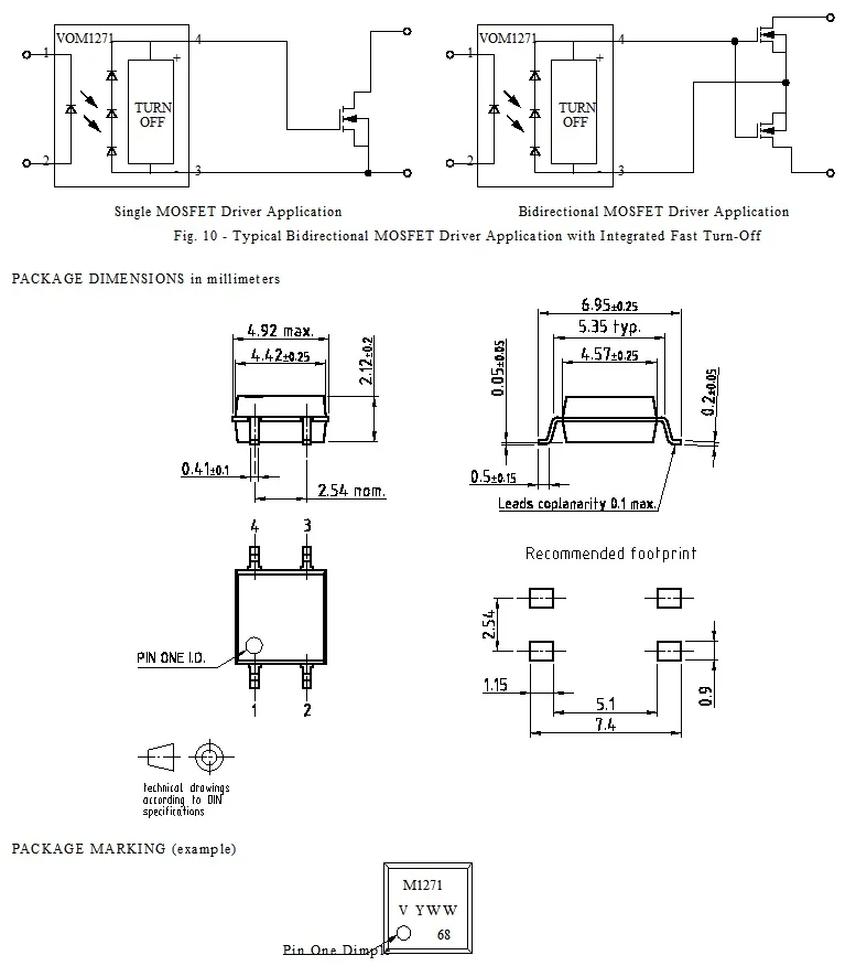 Free shipping 10pcs/lot VOM1271 VOM1271T 1271 SOP4 optocouplers isolators original Product in stock