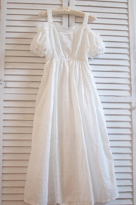 Women's Cotton Embroidery Long Maxi Dress, Sleeveless White Dress, Japan Style, High Quality, New Fashion, Summer,2024