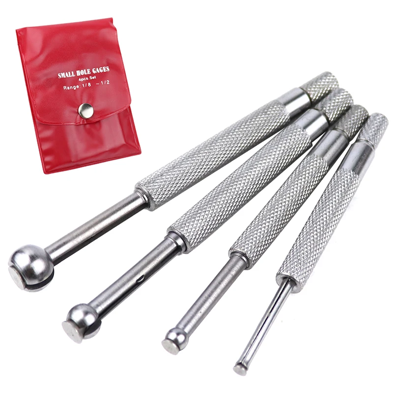 4pcs/set Small Hole Gauge Set 3-13mm Telescopic Ball Type Hole Bore Gauge Measuring Gauging Tools