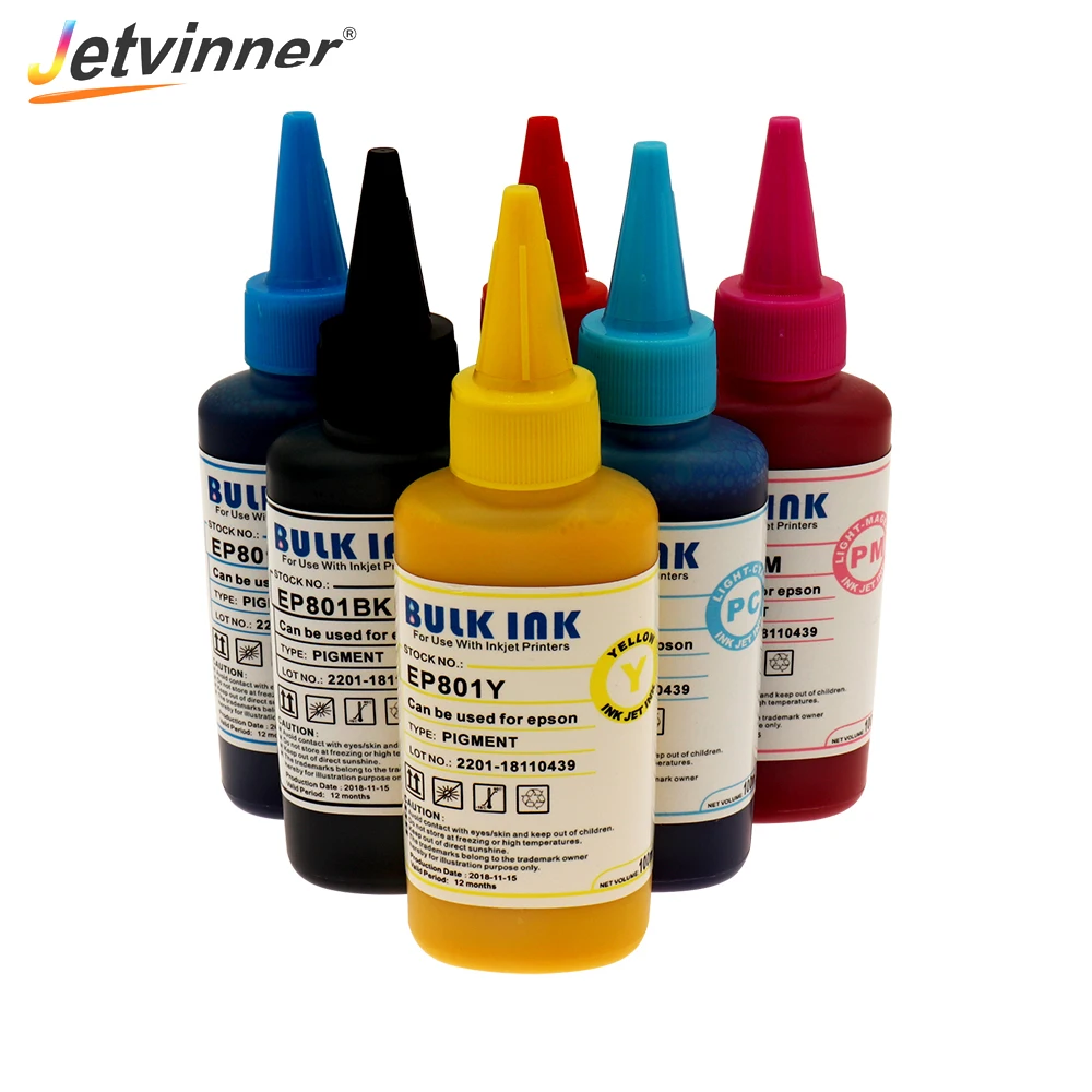 Jetviner – encre pigmentée universelle 6 couleurs, pour imprimante à jet d'encre Epson R250 L350 L355 L362 L366 L550 L555 L566