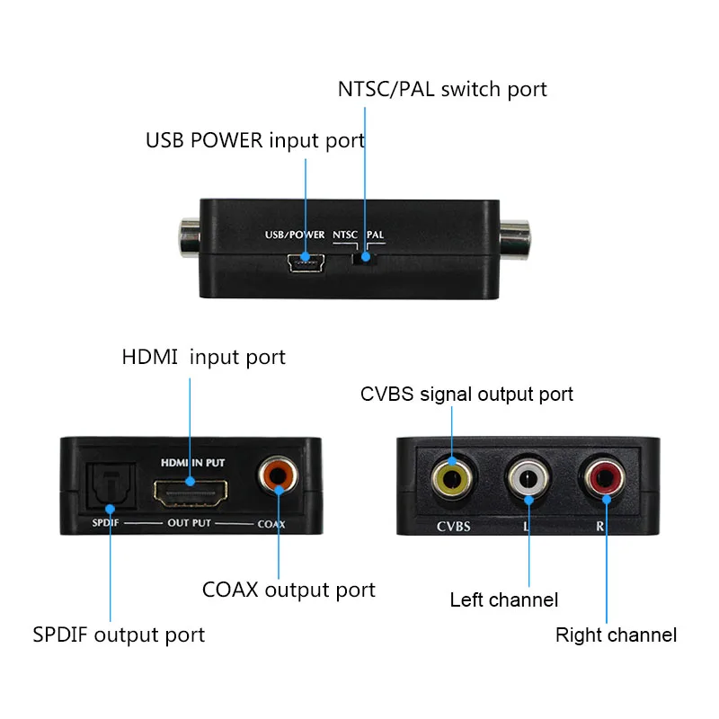 Wiistar HDMI to 3RCA AV Video Audio Converter with Spdif Optical Coaxial Audio Out Support NTSC PAL for TV Box Projector HDTV