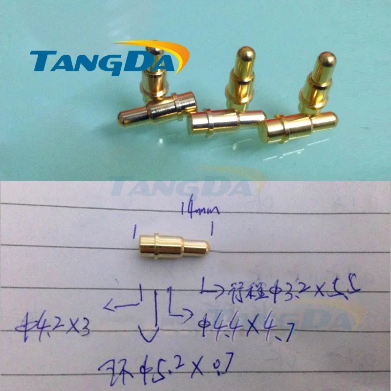 Tangda pogo pin connector 5.2*14 mm Current pin Battery pin Test thimble probe copper Gold-plated