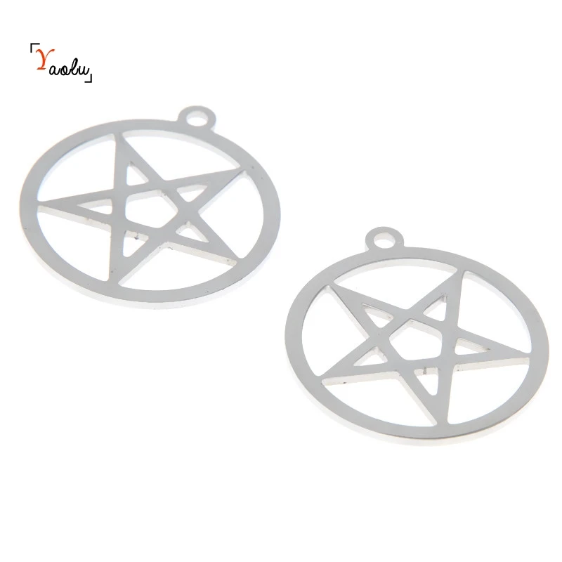 5pcs/lot Inverted Pentagram charm Satanic Upside Down Pentagram Stainless steel Charm pendant 28x26mm