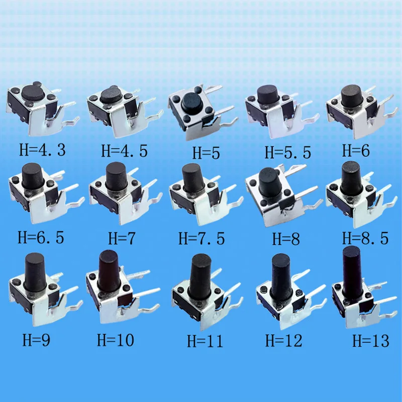 200 teile/los 6*6*4.3/4.5/5/5.5/6/7/8/9/10/11/12/13/14/15/16/17/20,5mm Tactile Push Button Tact Schalter mit Stand 6x6mm Bunte
