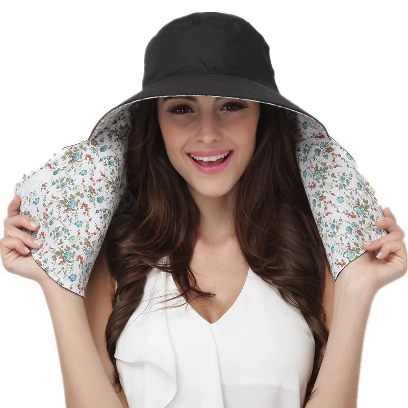 Summer Sun Visor Hat Wide Brim Female Uv Hat Sun Visor Cap Women Electric Riding Drive Hat Both Side Wear Travel Cap B-7678