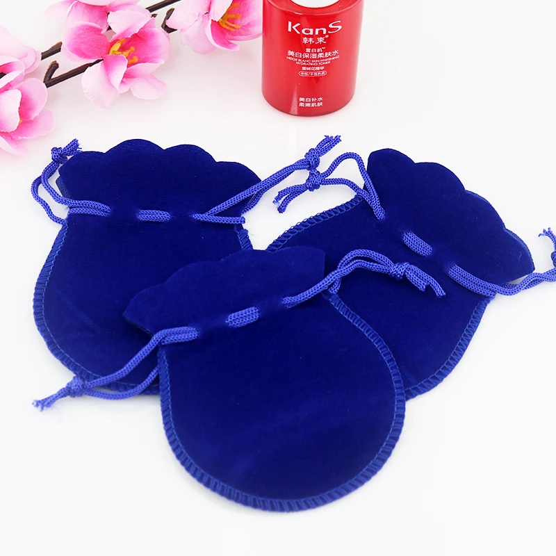 100pcs/lot Mini Royal Blue Gourd Bag Drawstring Velvet Bags 7x9cm Fit For Jewelry Packing Bags Christmas/Candy Gift Bags