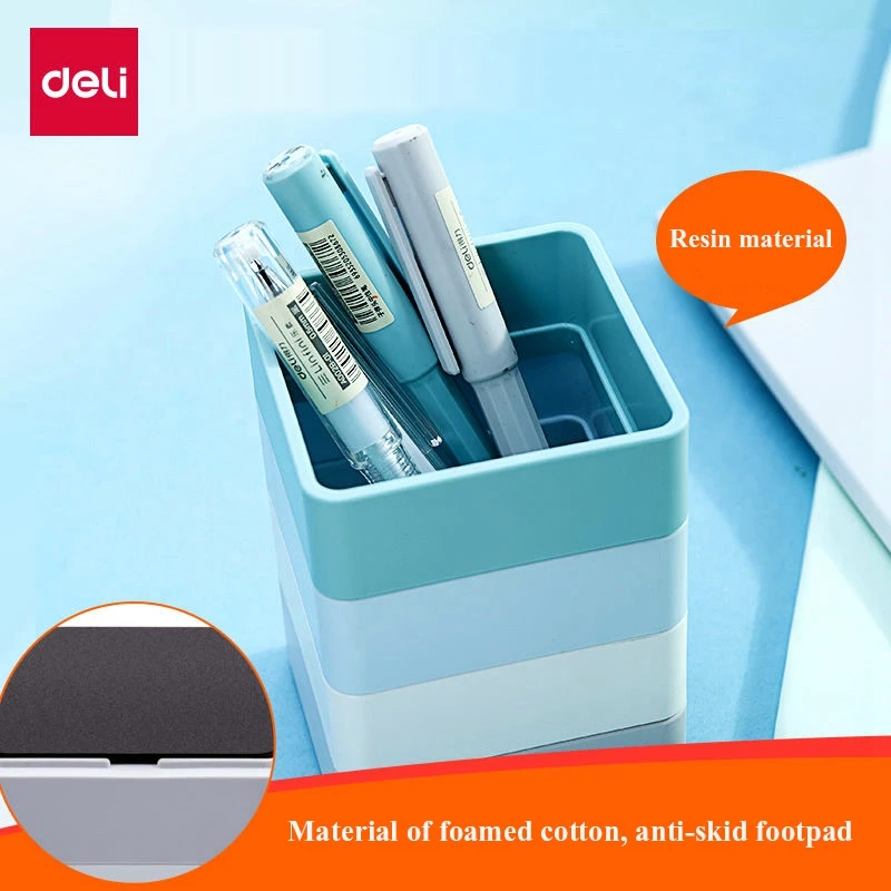 

Deli 9125 combined color plastic pen stands pen holder desktop stationery pencil stand box container pot colorful