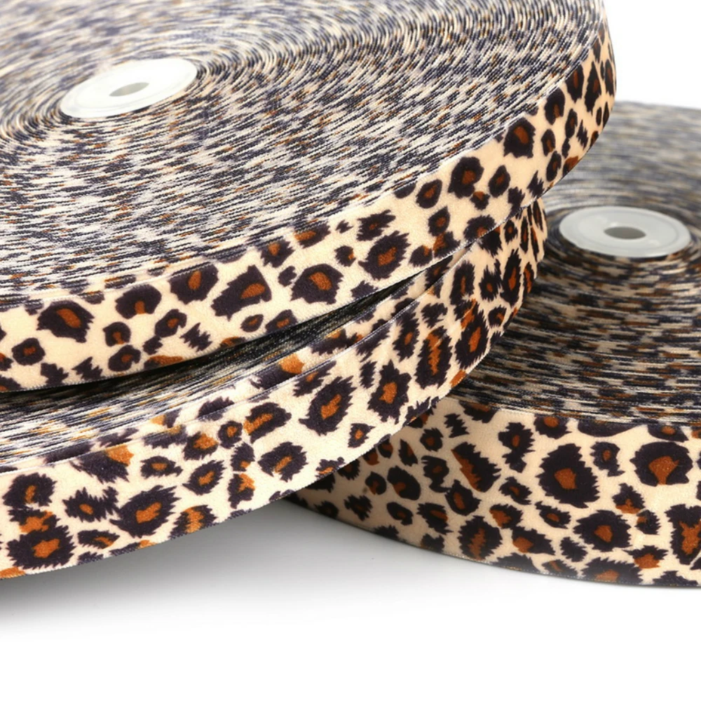 ZERZEEMOOY 10MM 15MM 20MM 25MM 38MM 10YARD/LOT Leopard Velvet Ribbon