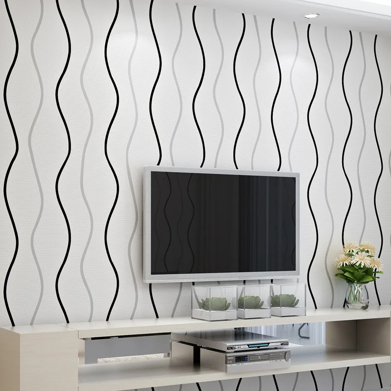 wellyu Selling modern simple curve stripes wallpaper living room bedroom sofa TV background wallpaper explosion models