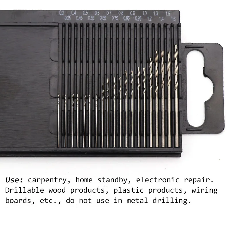 20pcs HSS Mini Micro Twist Drill Bit Set Diameter 0.3-1.6mm Model Craft With Case Repair Tools Tiny Parts
