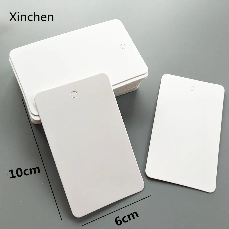 100pcs/lot 6x10cm white Rectangle DIY blank tag  Message card Label/tags