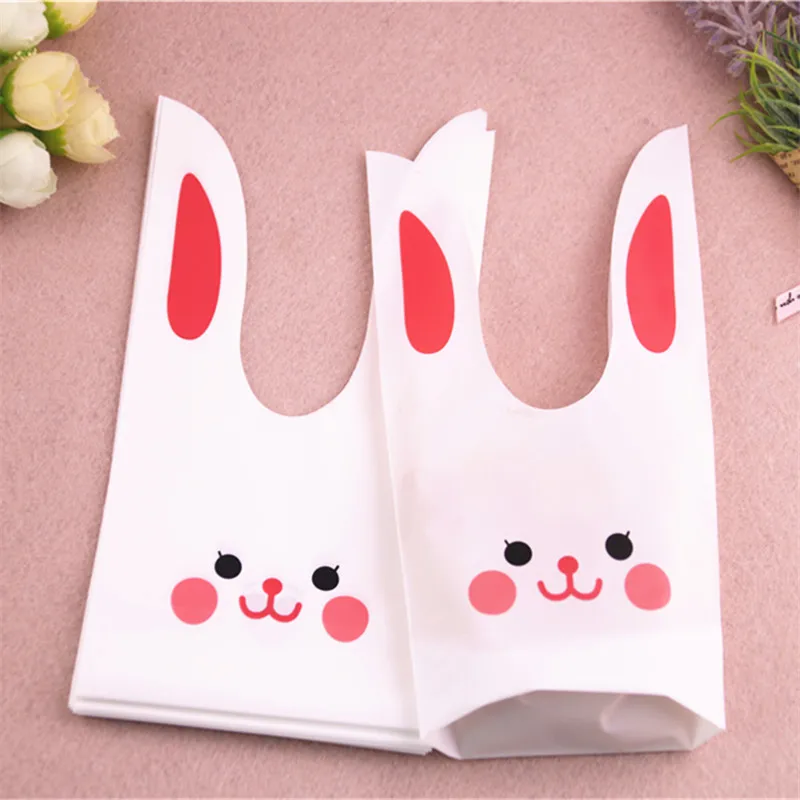 Wholesale 50pcs/lot 10x17cm Cute Rabbit Ear Sachet Plastique For Pokemon Party Handmade Bakery Cookies Bags