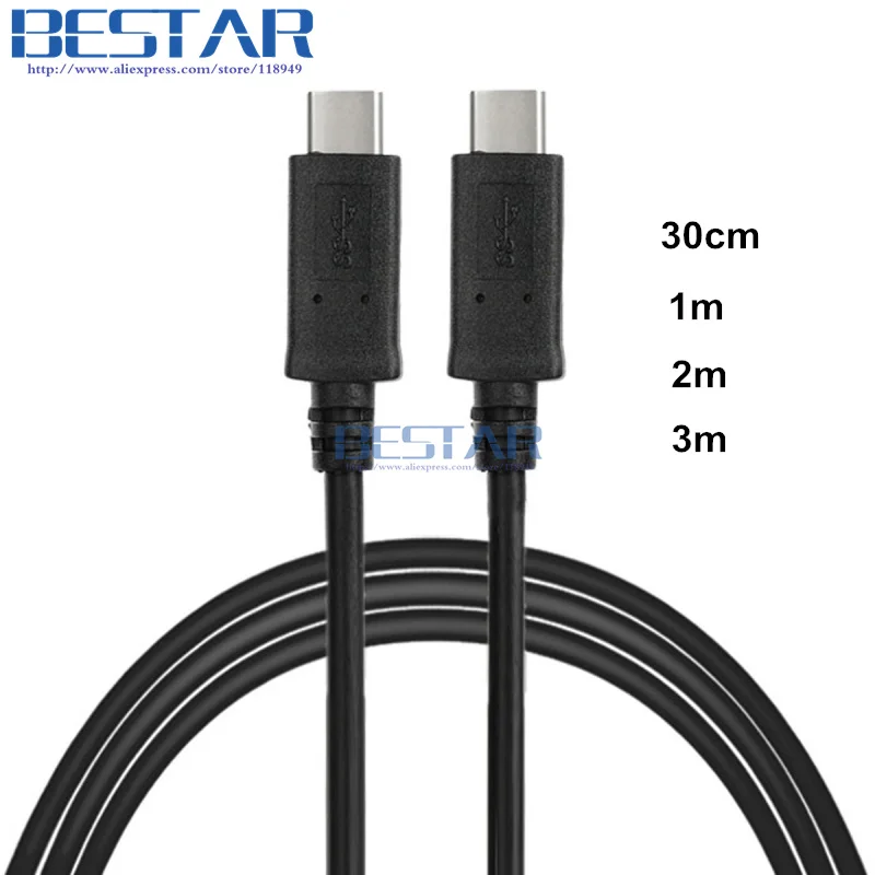 Reversible USB 3.1 Type-C Cable 10Gbps Male to Male 30cm/1m/2m/3m Data Charge Audio Sync for Laptop/Tablet