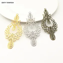 10 Pieces 73x33mm Antique Bronze Metal Filigree Big Flower Slice Charms base Setting Jewelry DIY Components Findings