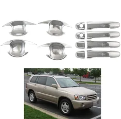1998-2008 For Toyota Highlander Kluger Handle Cover stainless steel Trim Set and wrist of door bowl cove Chrome Car Styling