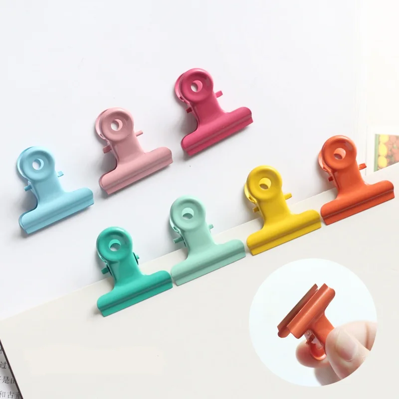 10pcs/set 30mm Candy Color Pink Mint Green Metal Clamp Chancery Paper Documents Organizer Binder Clip Paper Organizer Clips Set