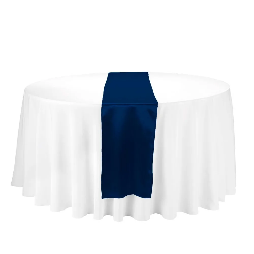 

20Pcs Navy Blue 12" x 108" Elegant Satin Table Runners Table Cloth for Wedding Party Banquet Decoration