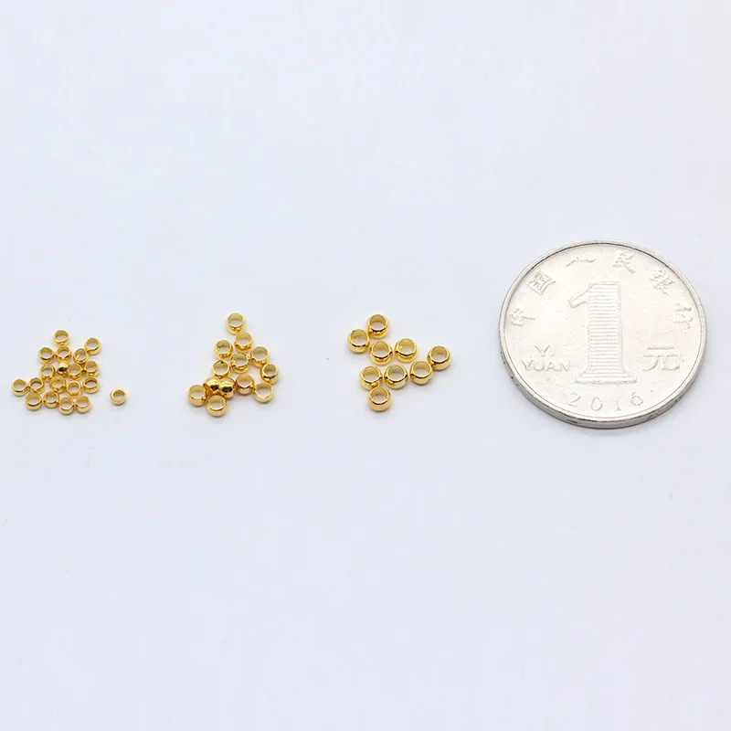 1000p 2mm 2.5mm 3mm Srebrny pozłacany brąz Miedź Rondelle Zaciskany koniec Znalezienie Koraliki dystansowe Rzemiosło Korek Końcówka gwintu Metalowy