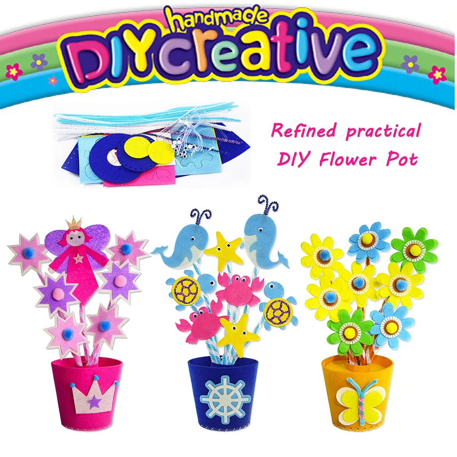 

DIY Craft Sewing Kit Toys Handmade DIY Creative Flower Pot Non-woven Fabric Flower Children's Art & Crafts Educational Toys