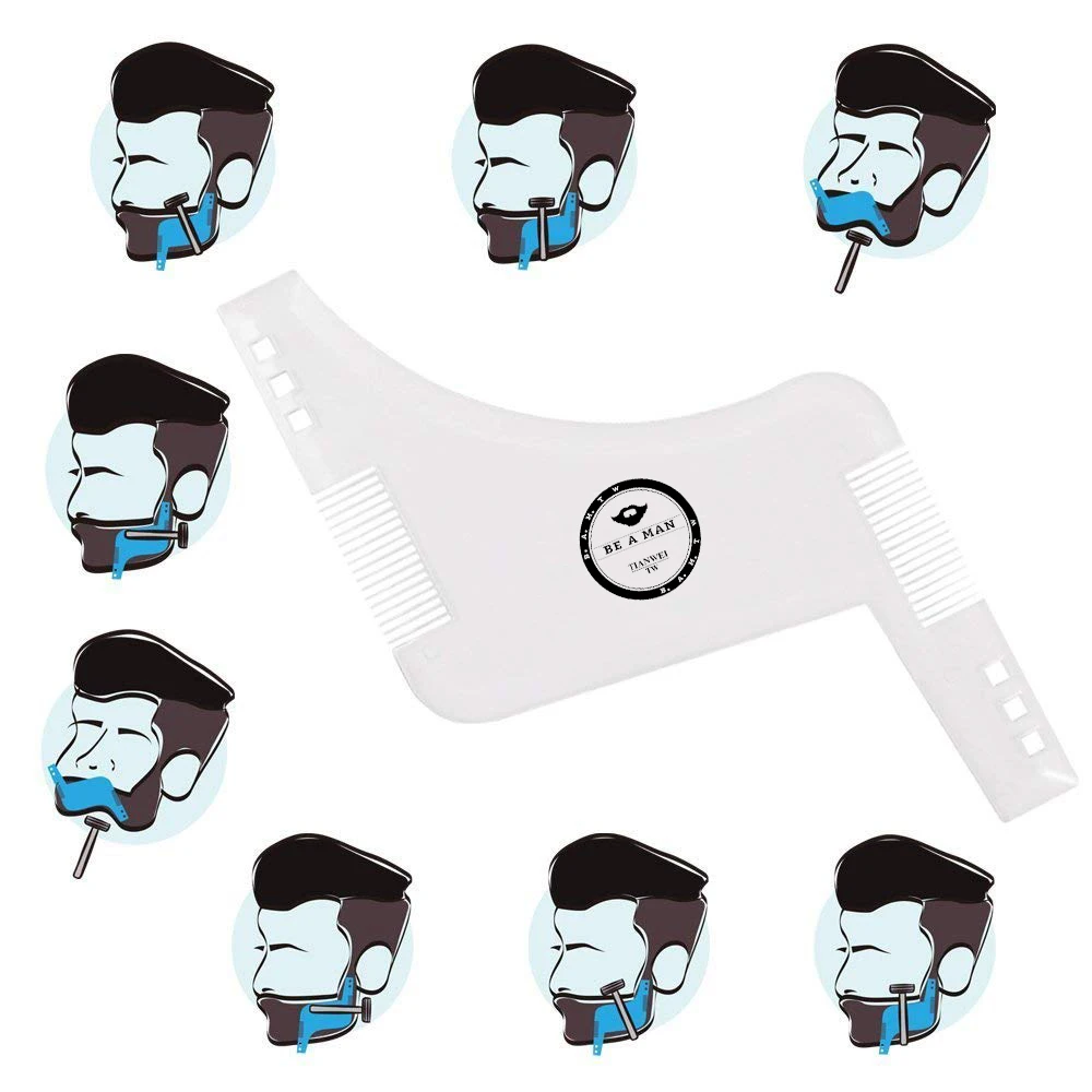 Men Beard Styling Shaping Template Comb Barber Tool Black Clear Brown Symmetry Trimming Shaper Stencil