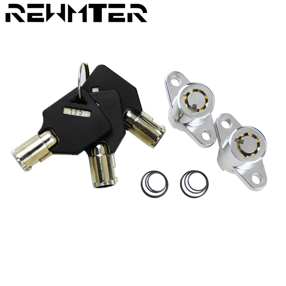 

REWMTER Motorcycle Key Hard Saddlebag Chrome Locks & Black Keys For Harley Touring Road King Street Electra Glide 2014-Up