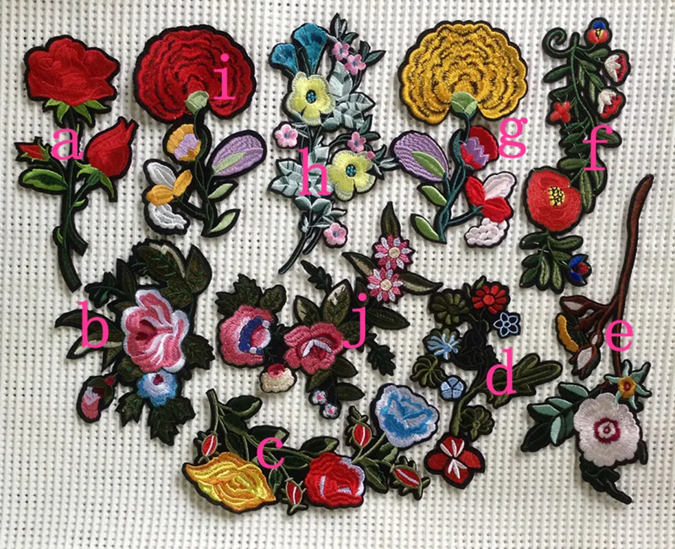 

Dyed polyester yarn embroidery flower iron-on patches, BAG, CLOTHES, SHOES colorful patches,WW170419D