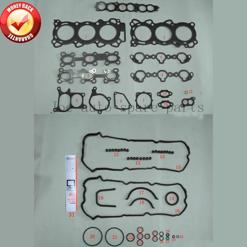 

VQ23DE 2349cc 2.3L Engine Full gasket set kit for Nissan Teana 230JM-J31 2003-2008 /Cefiro / Renault Samsung SM7/Safrane 2006-