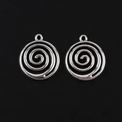 25Pcs  Silver Color Swirl Spiral Charms Vortex Circle Pendant Fit Necklaces Jewelry Making Findings Supplies 20X17mm A2901