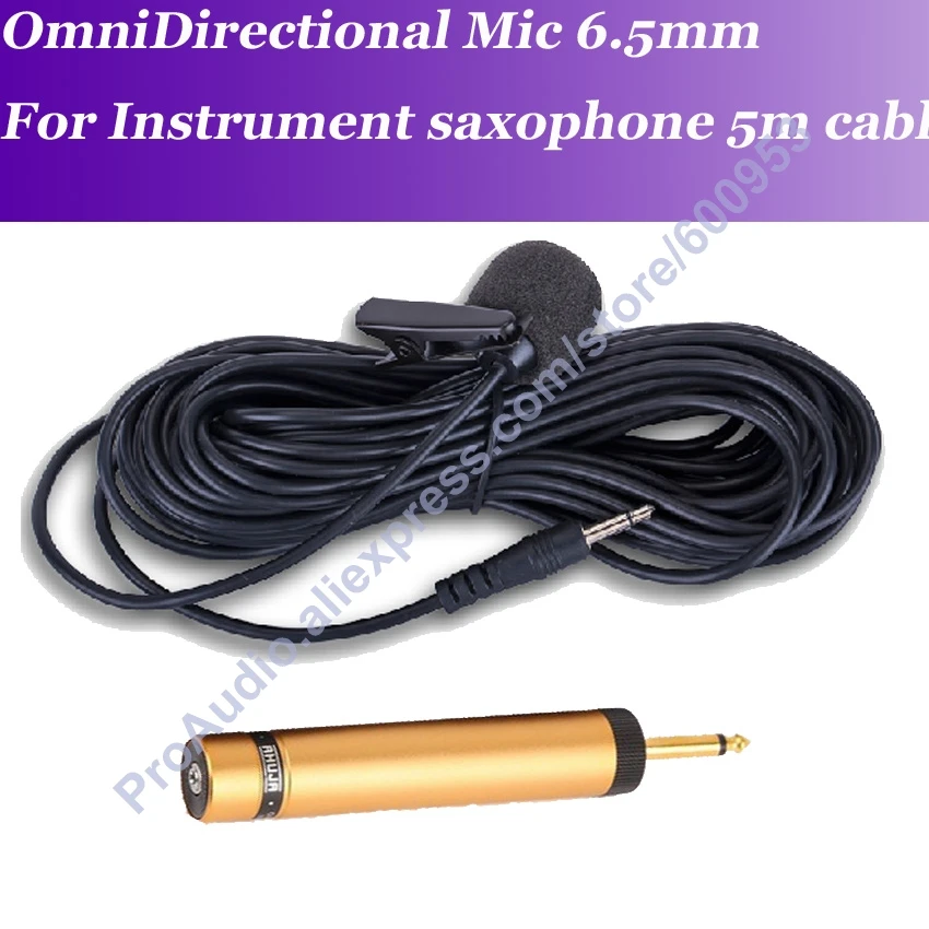 

5m Cable Condenser Lapel Lavalier Microphone For saxophone percussion etc Instrument Record 3.5mm for wireless 6.5mm for Mixer