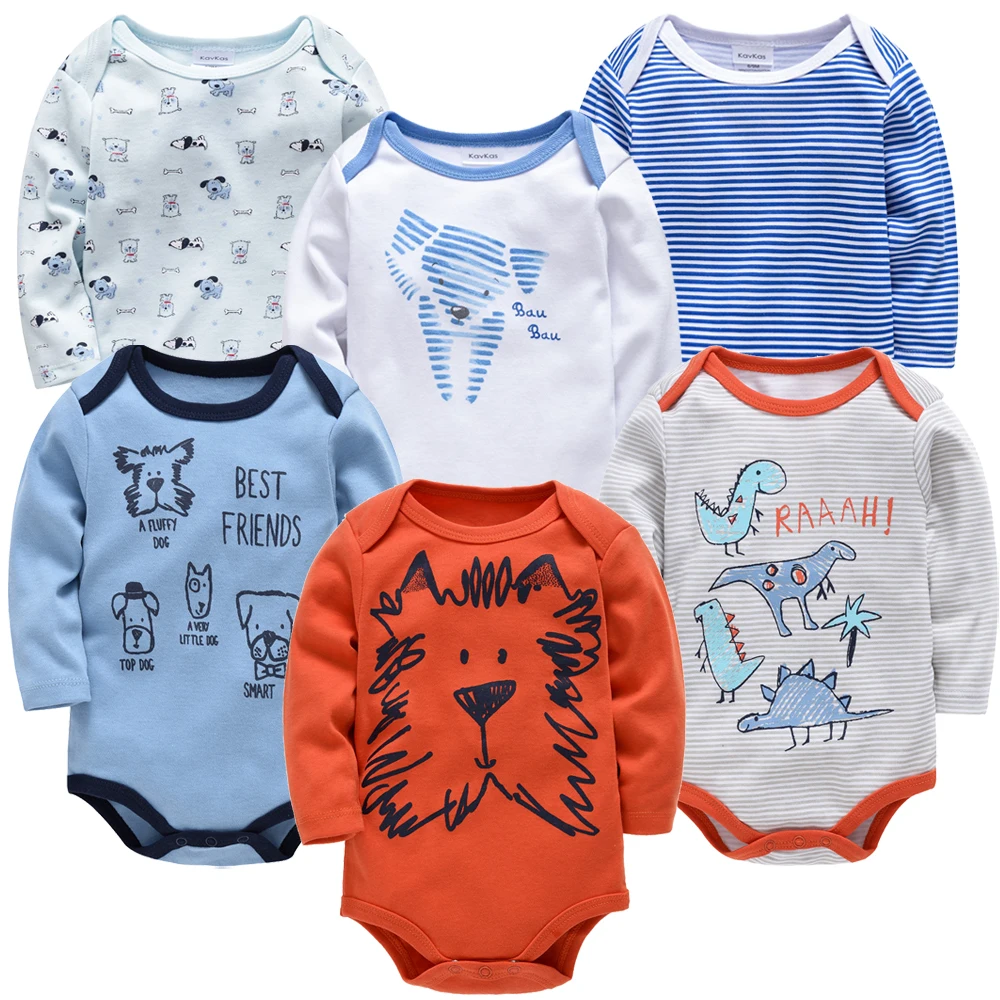 2023 Baby Girls Clothes 3 6 pcs/lot pour nouveaux Cotton Long Sleeve Girl Bodysuit 0-24 Months Newborn Boys Clothing Toddler